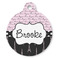 Paris Bonjour and Eiffel Tower Round Pet ID Tag - Large - Front