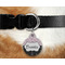 Paris Bonjour and Eiffel Tower Round Pet Tag on Collar & Dog
