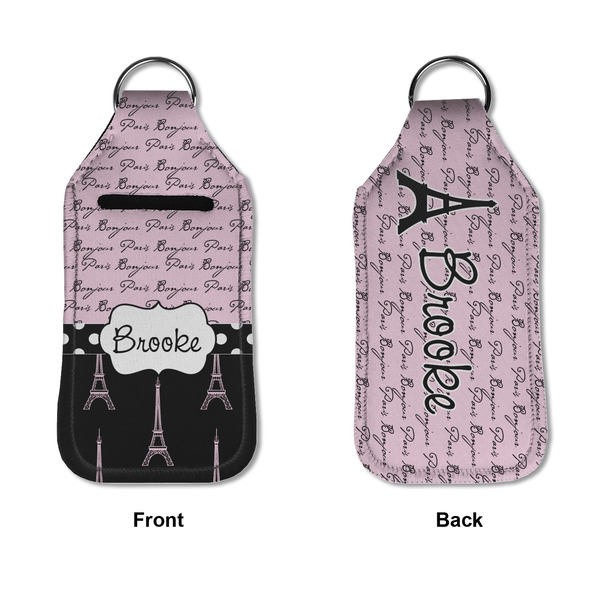 Paris Bonjour and Eiffel Tower Sanitizer Holder Keychain - Large APPROVAL (Flat)