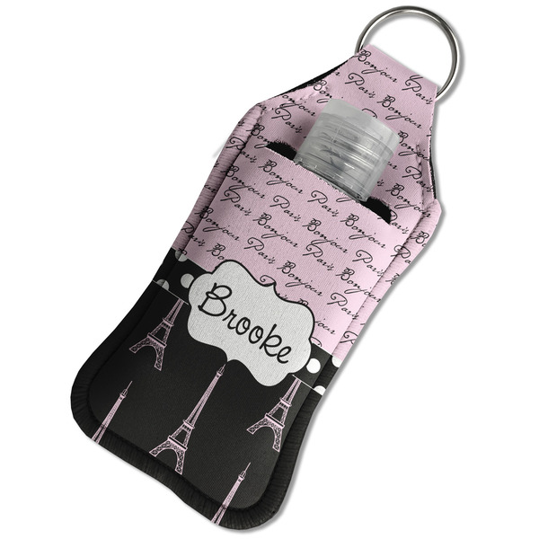 Paris Bonjour and Eiffel Tower Sanitizer Holder Keychain - Large in Case