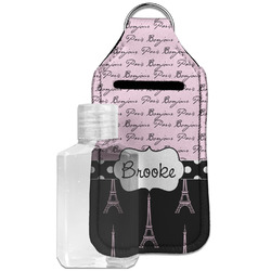 Paris Bonjour and Eiffel Tower Hand Sanitizer & Keychain Holder - Large (Personalized)