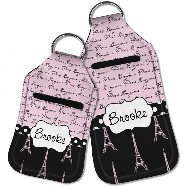 Paris Bonjour and Eiffel Tower Sanitizer Holder Keychain - Parent Main
