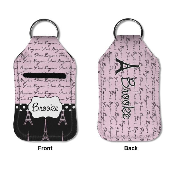 Paris Bonjour and Eiffel Tower Sanitizer Holder Keychain - Small APPROVAL (Flat)