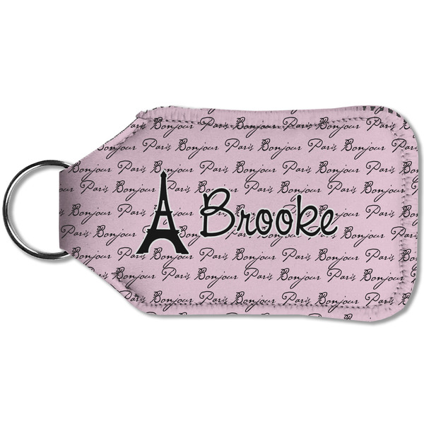 Paris Bonjour and Eiffel Tower Sanitizer Holder Keychain - Small (Back)