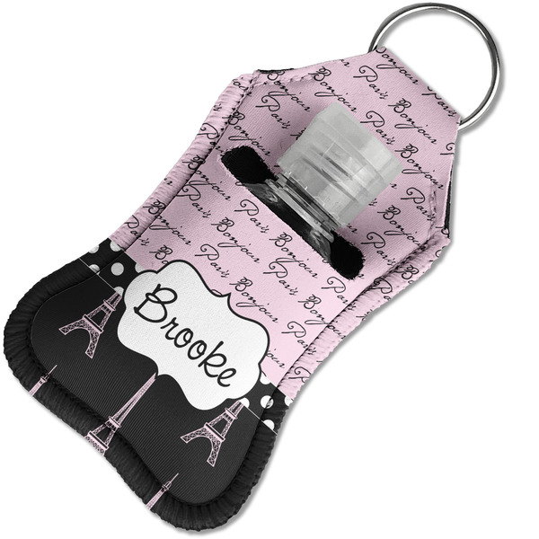 Paris Bonjour and Eiffel Tower Sanitizer Holder Keychain - Small in Case