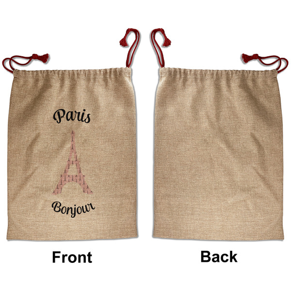 Paris Bonjour and Eiffel Tower Santa Bag - Approval - Front
