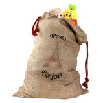 Paris Bonjour and Eiffel Tower Santa Sack (Personalized)