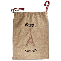 Paris Bonjour and Eiffel Tower Santa Sack - Front (Personalized)