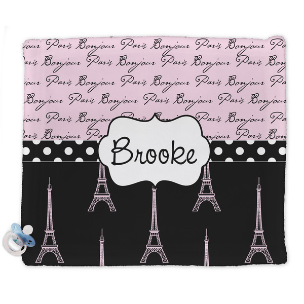 Custom Paris Bonjour and Eiffel Tower Security Blanket - Single Sided (Personalized)