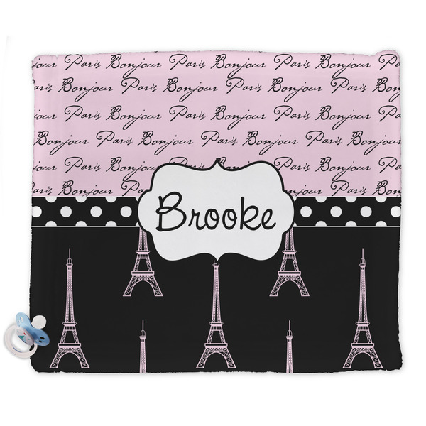 Custom Paris Bonjour and Eiffel Tower Security Blanket (Personalized)