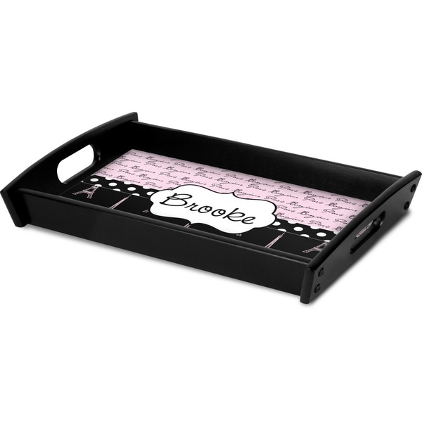 Paris Bonjour and Eiffel Tower Serving Tray Black - Corner