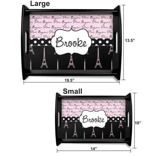 Paris Bonjour and Eiffel Tower Serving Tray Black Sizes