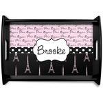 Paris Bonjour and Eiffel Tower Black Wooden Tray - Small (Personalized)