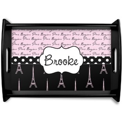 Paris Bonjour and Eiffel Tower Wooden Tray (Personalized)