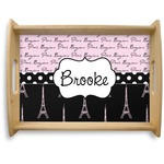 Paris Bonjour and Eiffel Tower Natural Wooden Tray - Large (Personalized)