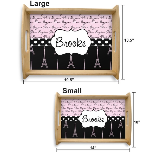 Paris Bonjour and Eiffel Tower Serving Tray Wood Sizes