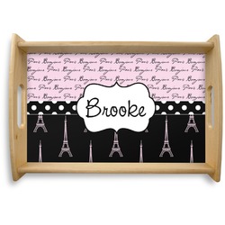 Paris Bonjour and Eiffel Tower Natural Wooden Tray - Small (Personalized)