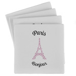 Paris Bonjour and Eiffel Tower Absorbent Stone Coasters - Set of 4 (Personalized)
