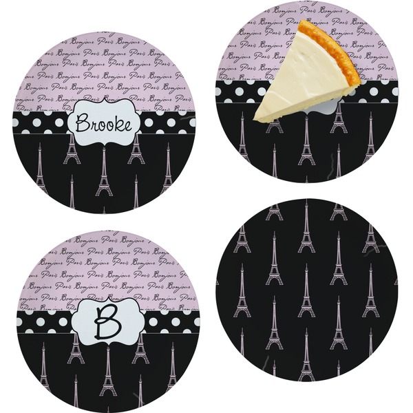 Paris Bonjour and Eiffel Tower Set of Appetizer / Dessert Plates