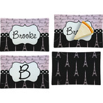 Paris Bonjour and Eiffel Tower Set of 4 Glass Rectangular Appetizer / Dessert Plate (Personalized)