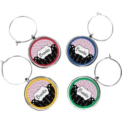 Paris Bonjour and Eiffel Tower Wine Charms (Set of 4) (Personalized)