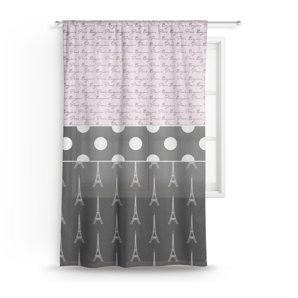 Custom Paris Bonjour and Eiffel Tower Sheer Curtain