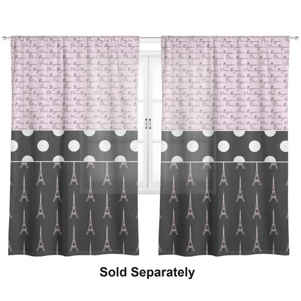 Paris Bonjour and Eiffel Tower Sheer Curtains