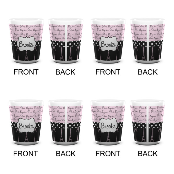 Paris Bonjour and Eiffel Tower Shot Glass - White - Set of 4 - APPROVAL