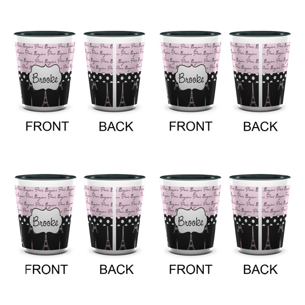 Paris Bonjour and Eiffel Tower Shot Glassess - Two Tone - Set of 4 - APPROVAL