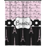 Paris Bonjour and Eiffel Tower Extra Long Shower Curtain - 70"x84" (Personalized)