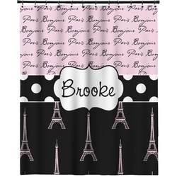 Paris Bonjour and Eiffel Tower Extra Long Shower Curtain - 70"x84" (Personalized)