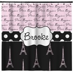 Paris Bonjour and Eiffel Tower Shower Curtain - Custom Size (Personalized)