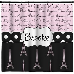 Paris Bonjour and Eiffel Tower Shower Curtain - Custom Size (Personalized)