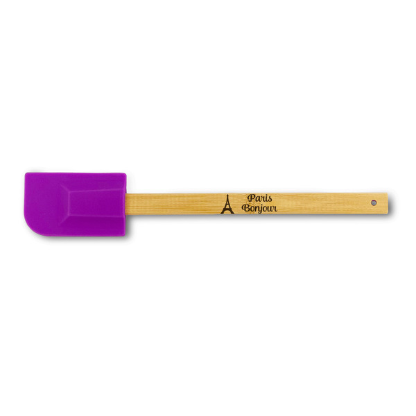 Custom Paris Bonjour and Eiffel Tower Silicone Spatula - Purple (Personalized)