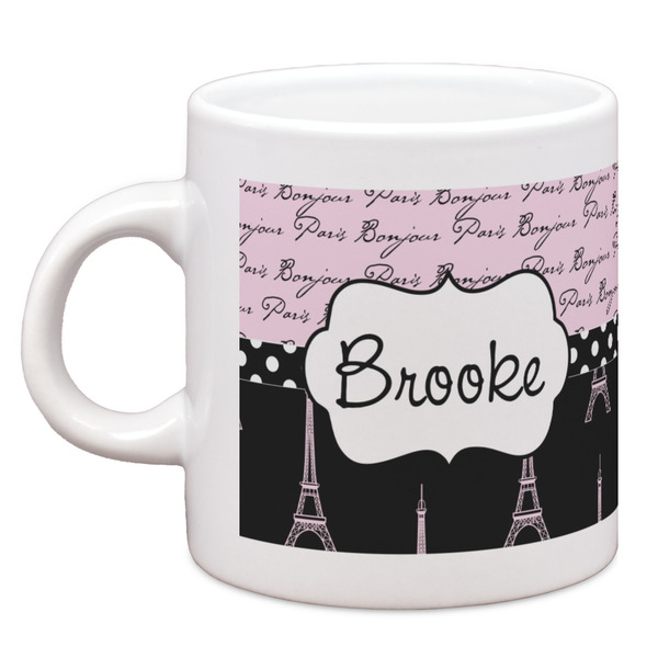Custom Paris Bonjour and Eiffel Tower Espresso Cup (Personalized)