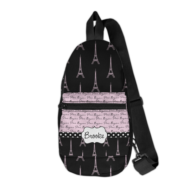 Custom Paris Bonjour and Eiffel Tower Sling Bag (Personalized)