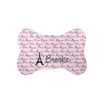 Paris Bonjour and Eiffel Tower Bone Shaped Dog Food Mat (Small) (Personalized)
