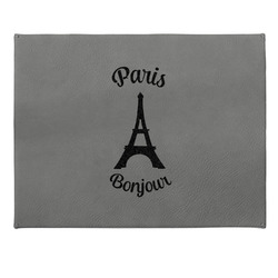Paris Bonjour and Eiffel Tower Gift Boxes w/ Engraved Leather Lid (Personalized)