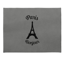 Paris Bonjour and Eiffel Tower Small Gift Box w/ Engraved Leather Lid (Personalized)