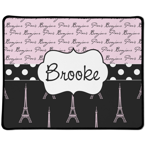 Custom Paris Bonjour and Eiffel Tower Large Gaming Mouse Pad - 12.5" x 10" (Personalized)