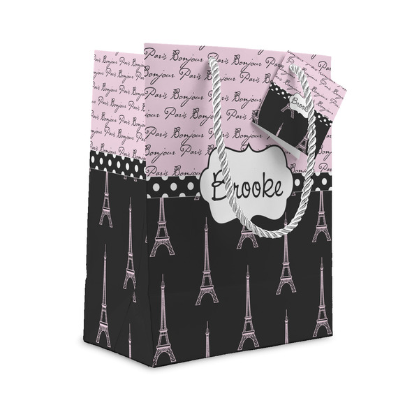 Custom Paris Bonjour and Eiffel Tower Gift Bag (Personalized)