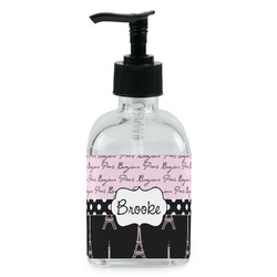 Paris Bonjour and Eiffel Tower Glass Soap & Lotion Bottle - Single Bottle (Personalized)