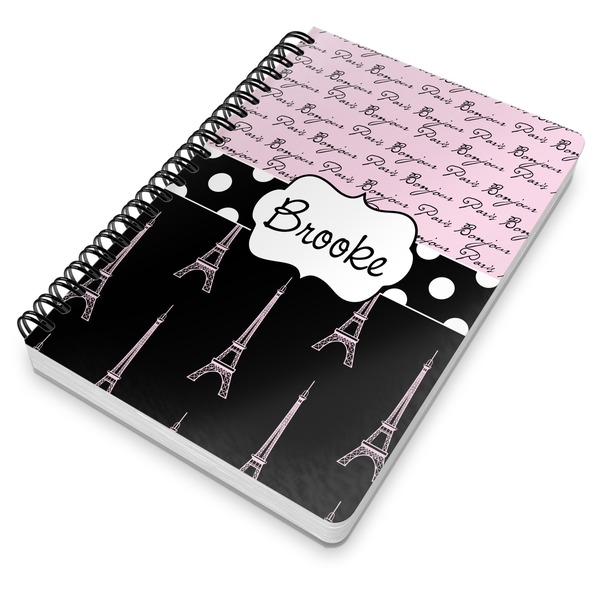 Paris Bonjour and Eiffel Tower Spiral Journal 7 x 10 - Main