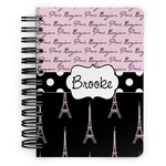 Paris Bonjour and Eiffel Tower Spiral Notebook - 5x7 w/ Name or Text