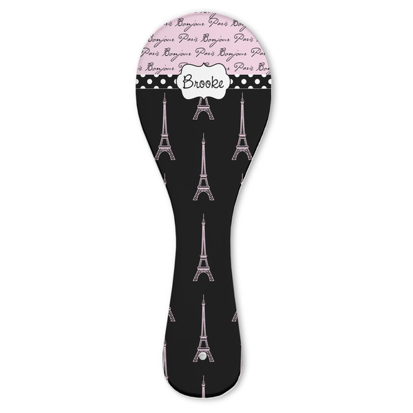 Custom Paris Bonjour and Eiffel Tower Ceramic Spoon Rest (Personalized)