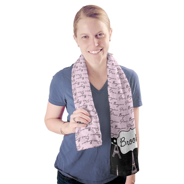 Paris Bonjour and Eiffel Tower Sport Towel - Exercise use - Model