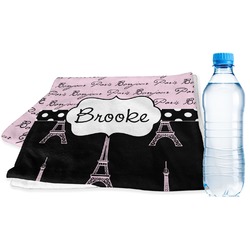Paris Bonjour and Eiffel Tower Sports & Fitness Towel (Personalized)