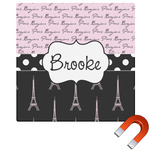 Paris Bonjour and Eiffel Tower Square Car Magnet - 10" (Personalized)