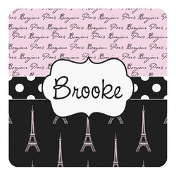 Paris Bonjour and Eiffel Tower Square Decal - Large (Personalized)