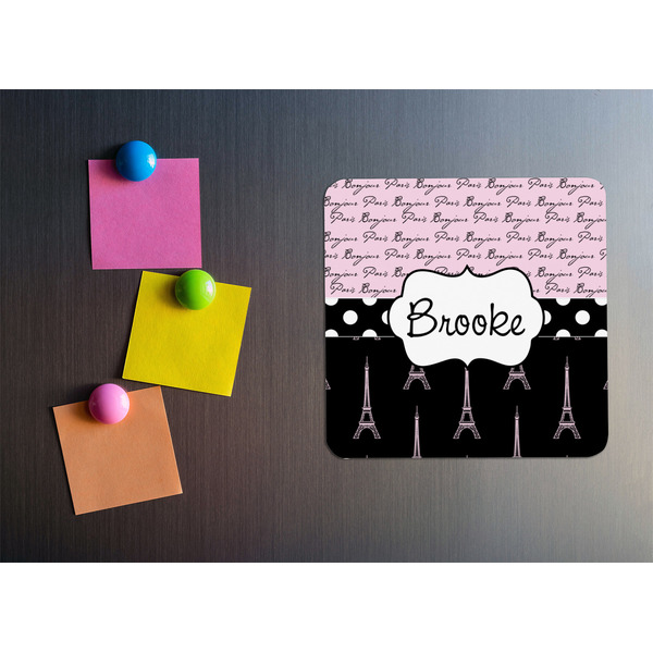 Paris Bonjour and Eiffel Tower Square Fridge Magnet - LIFESTYLE